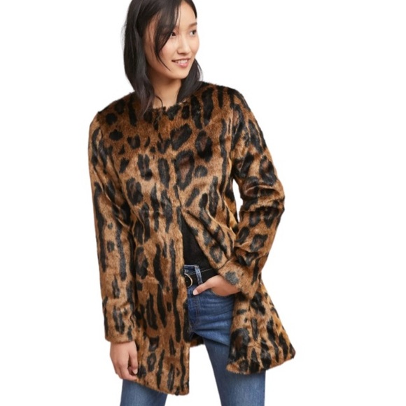 Anthropologie Leopard Print Faux Fur no collar ocelot - Picture 2 of 7